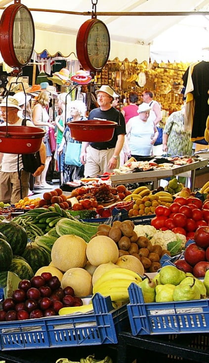 Local farmers market with fresh produce